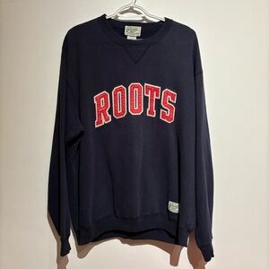 1980s Vintage Roots Navy Blue  Sweater Logo Large
